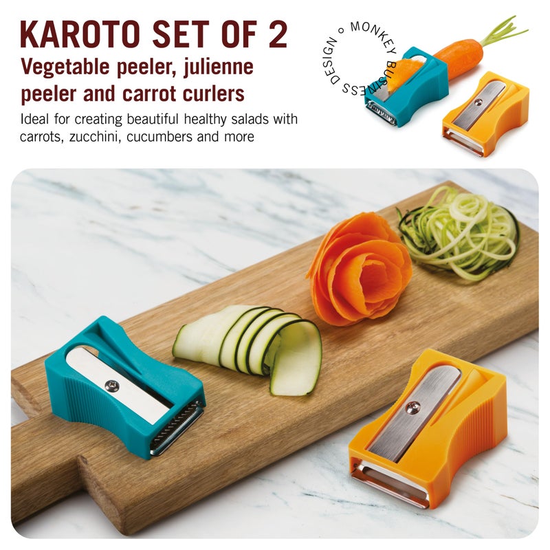 Monkey Business Julienne Peeler and Blade, Green and Turquoise - Image 2